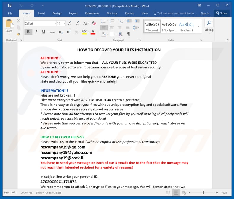 Instrukcje odszyfrowania ITLOCK (!README_ITLOCK!.rtf)