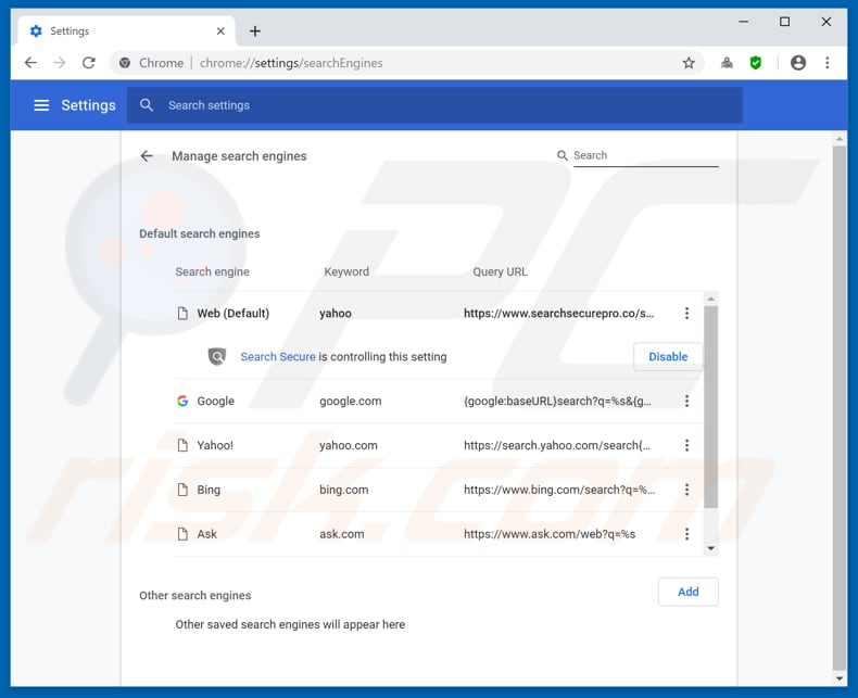 Removing mapsnow.co from Google Chrome default search engine