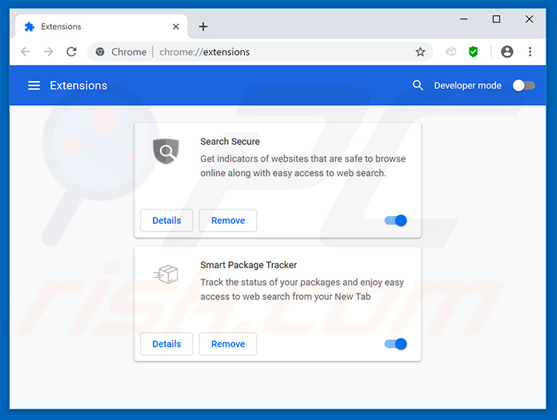 Removing smartpackagetracker.com related Google Chrome extensions