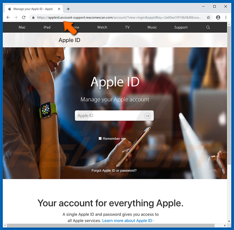 fake website asking to enter apple id credentials and used to steal them