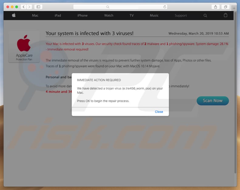 Your Mac is heavily damaged! (33.2%) scam