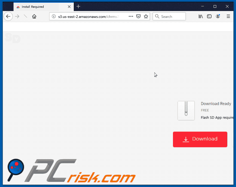 appearance of pop-up promoting deceptive installer