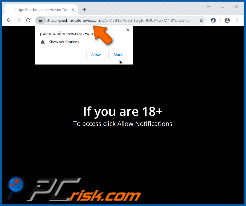 pushmobilenews[.]com website appearance (GIF)