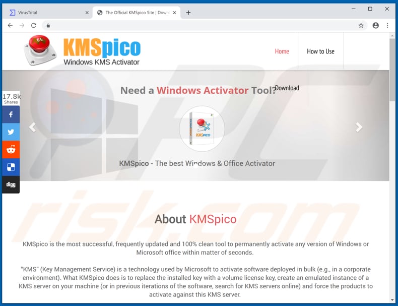 Witryna promująca KMSPico