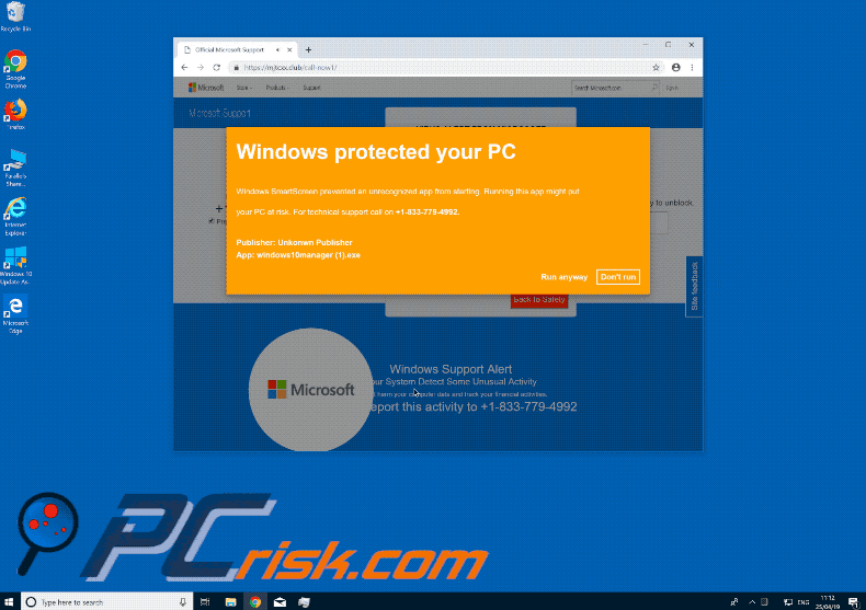 Windows protected your PC scam gif