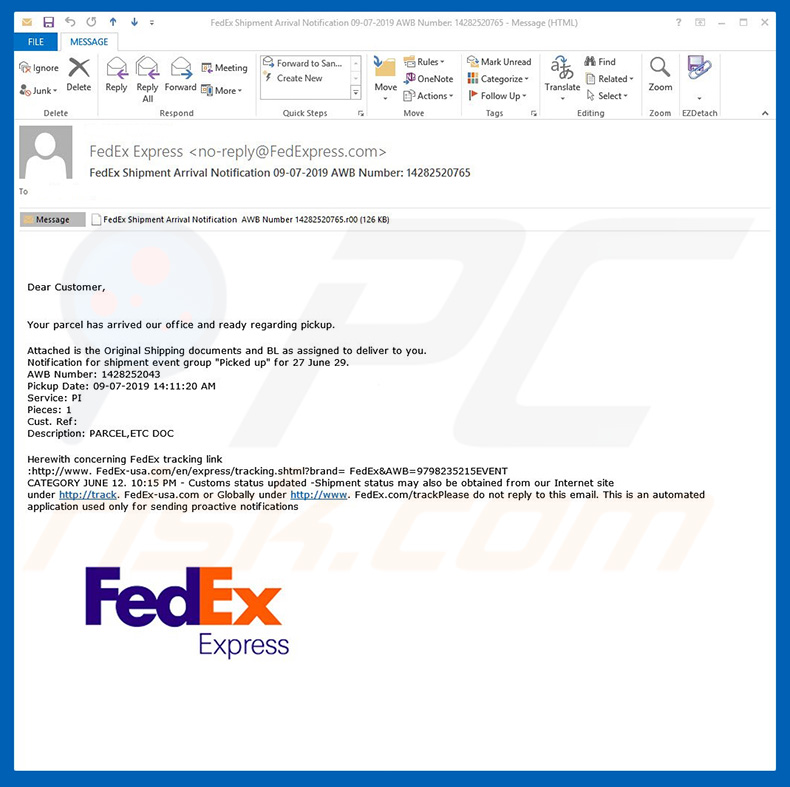 Wirus e-mailowy FedEx Express