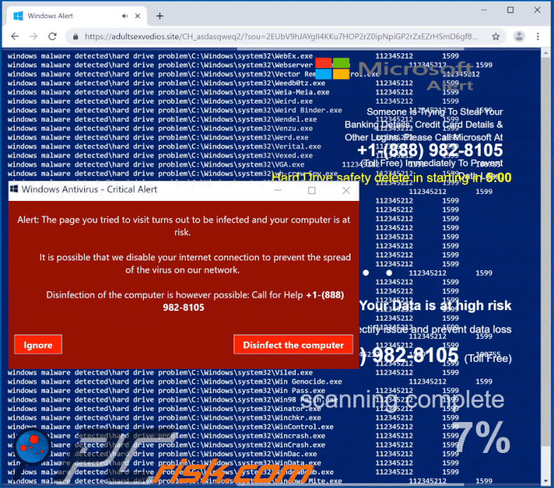 Windows Antivirus - Critical Alert scam gif