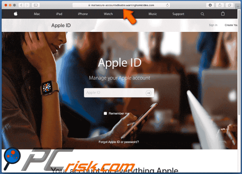 Appearance of Apple ID Scam scam (GIF)
