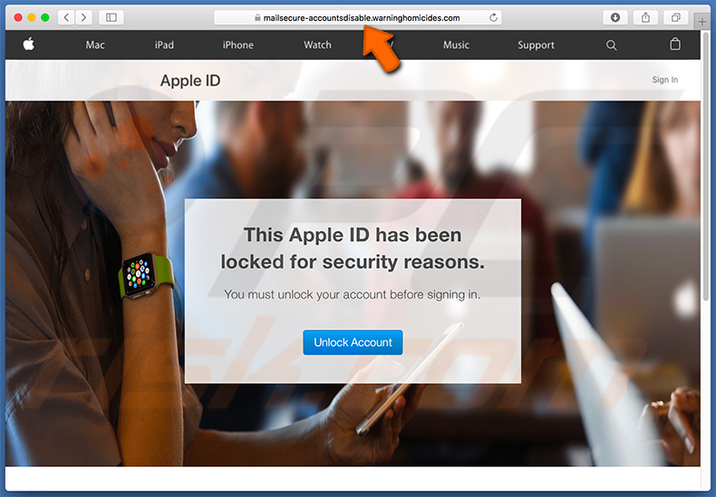 Apple ID Scam pop-up window