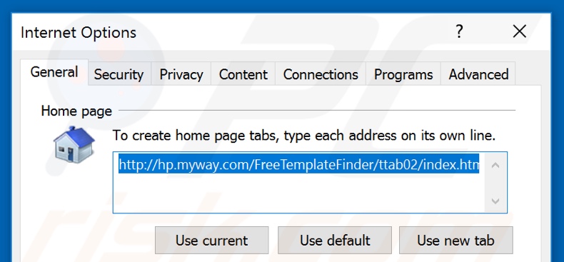 Removing hp.myway.com from Internet Explorer homepage