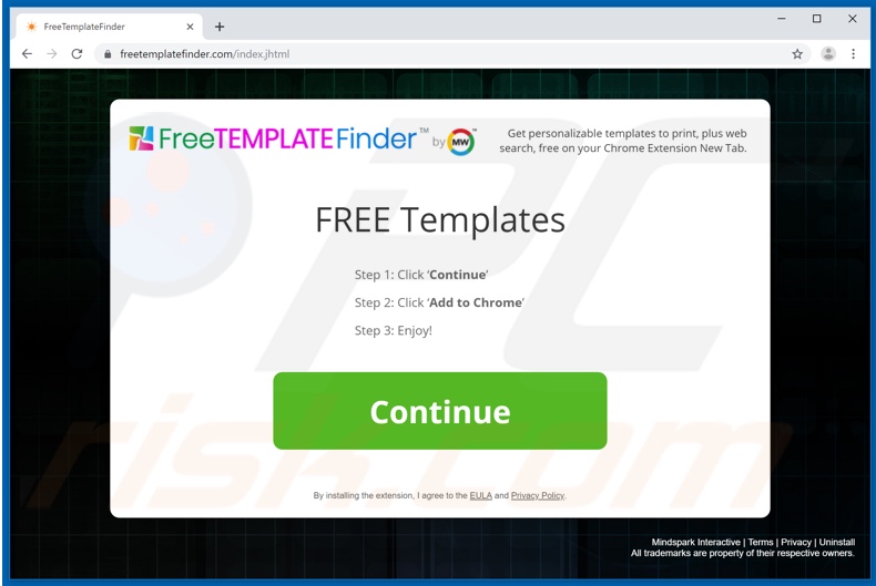 Website used to promote FreeTemplateFinder browser hijacker