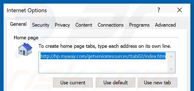 Removing hp.myway.com from Internet Explorer homepage