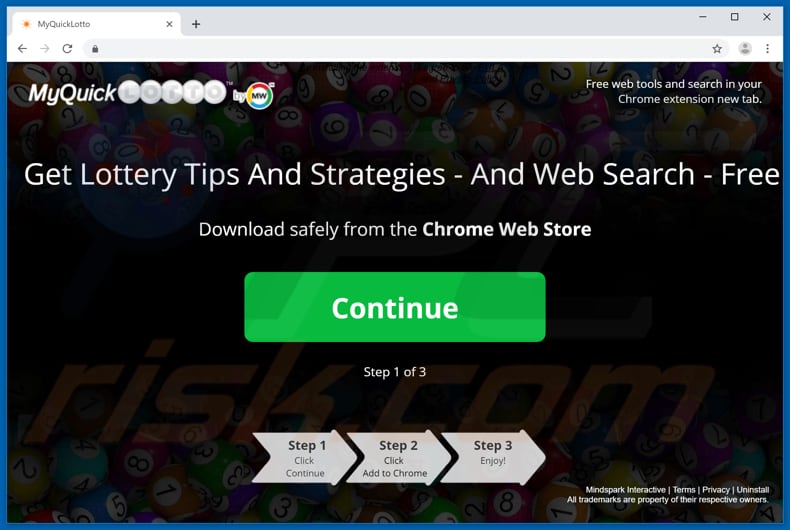 Website used to promote MyQuickLotto browser hijacker