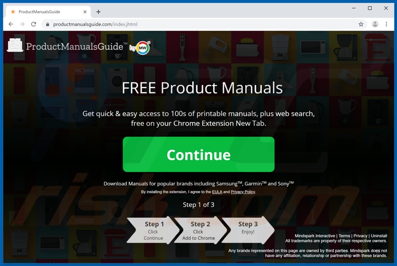 Website used to promote ProductManualsGuide browser hijacker