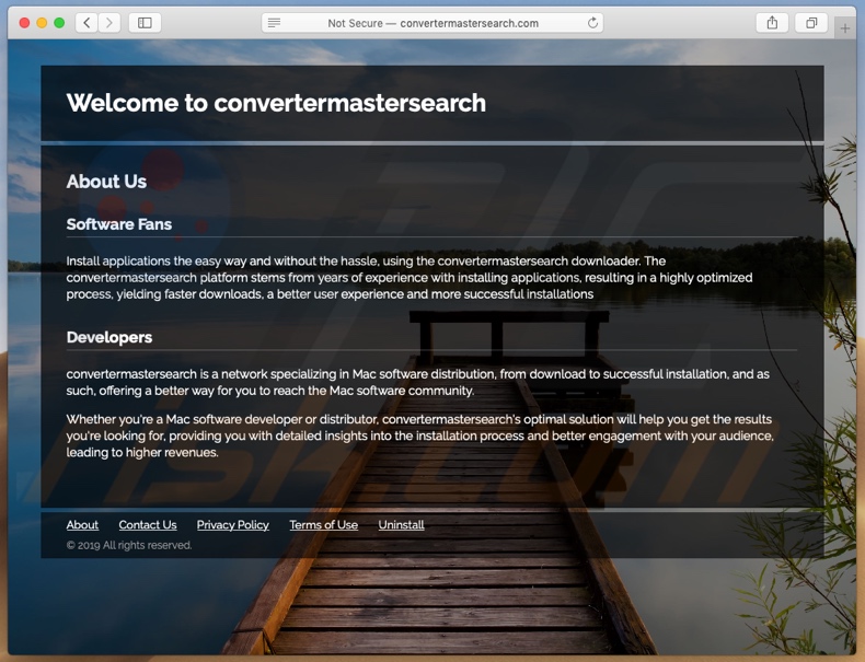Dubious website used to promote Search.convertermastersearch.com