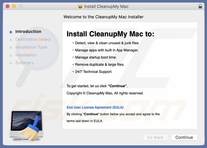 installation setup of Ceanup My Mac