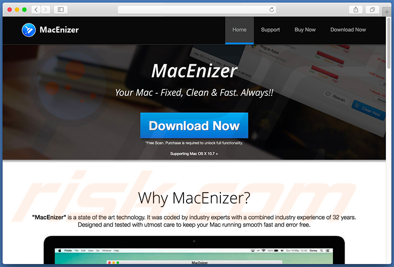 Website promoting second variant of MacEnizer unwanted application