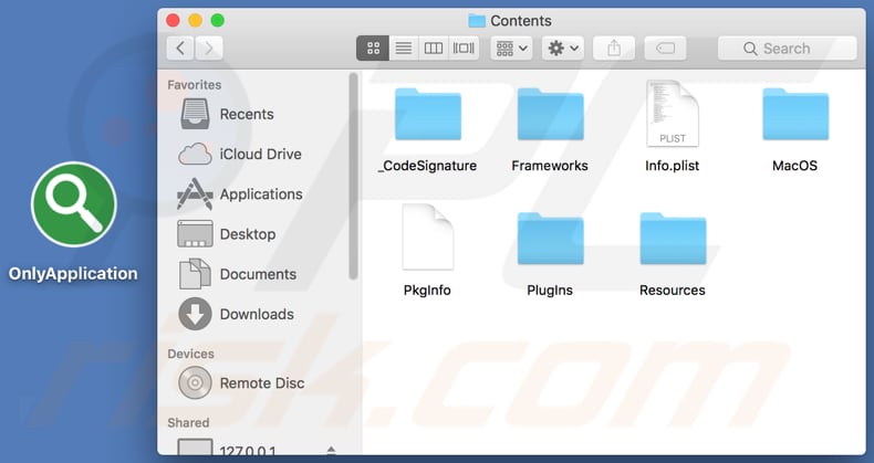 OnlyApplication installation folder and its contents