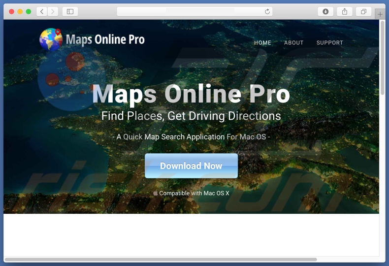 Dubious website used to promote search.mapsonlinepro.com