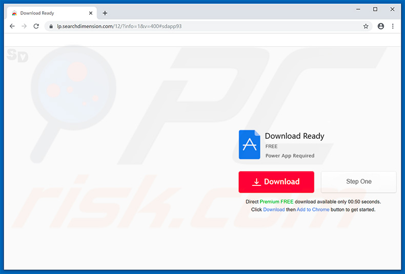 searchdimension.com promoting Power App browser hijacker