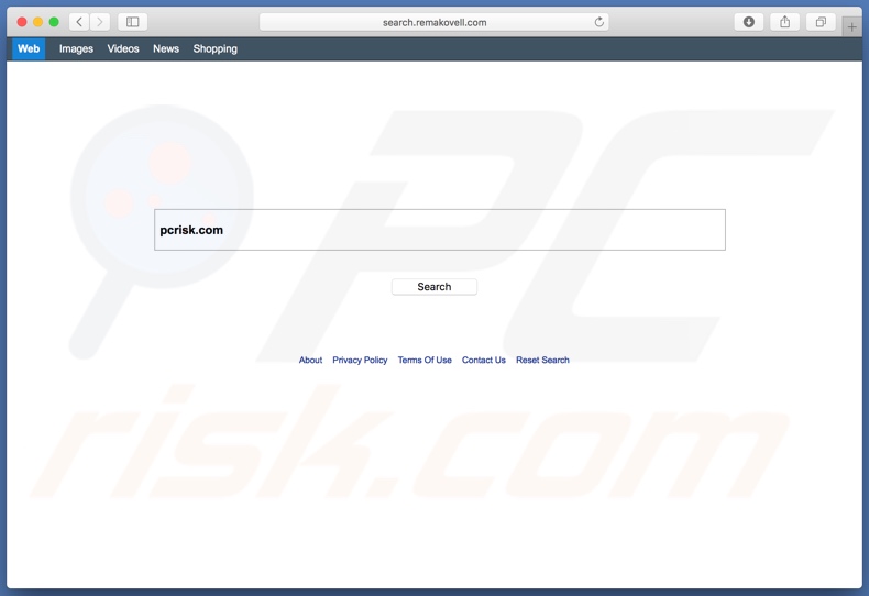search.remakovell.com browser hijacker on a Mac computer