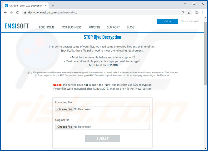 Djvu ransomware usługa deszyfrowania firmy Emsisoft