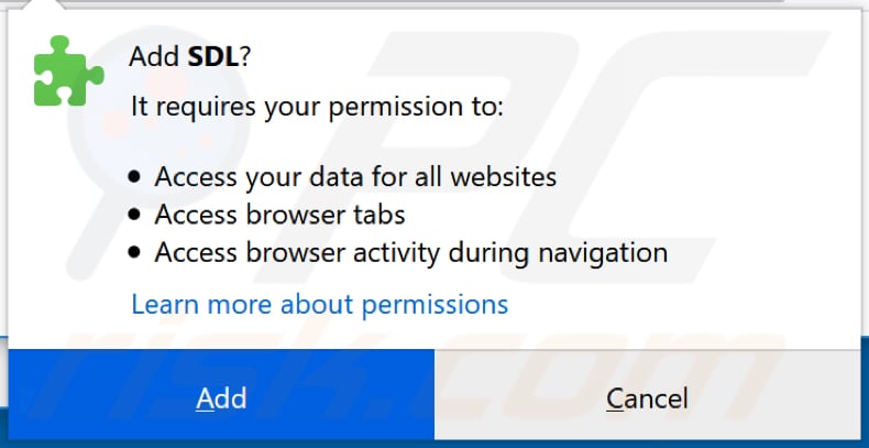 SDL sks for a permissions to access data on Firefox