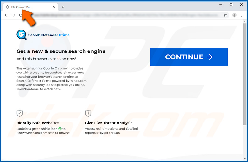 File Convert Pro browser hijacker promoting Search Defender Prime