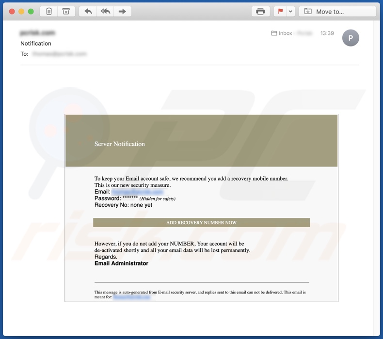 kampania spamowa próbująca wyłudzić dane logowania e-mail