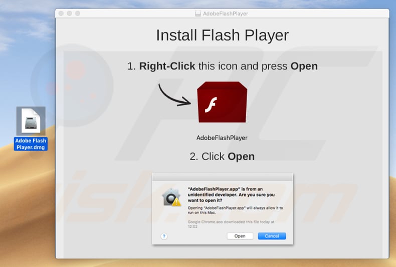 fake installer of adobe flash player