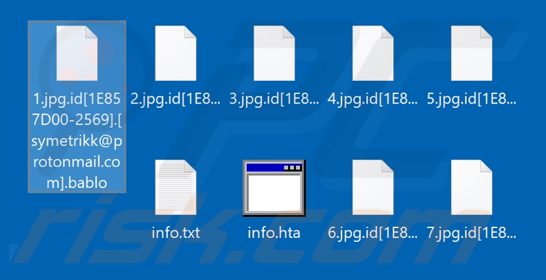 Files encrypted by Bablo ransomware (.bablo extension)