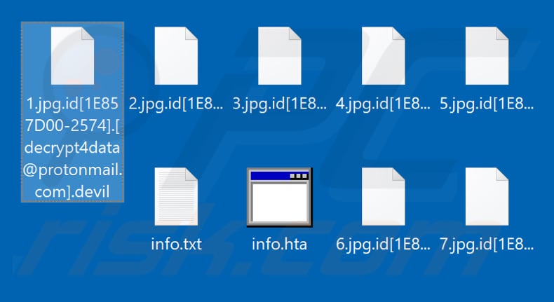 Files encrypted by Devil ransomware (.devil extension)