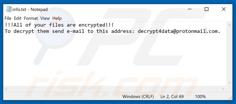 Devil ransomware text file (info.txt)