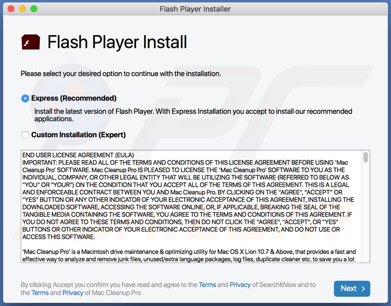 Instalator fałszywych aktualizacji Flash używany do promowania GlobalAdviseSearch 