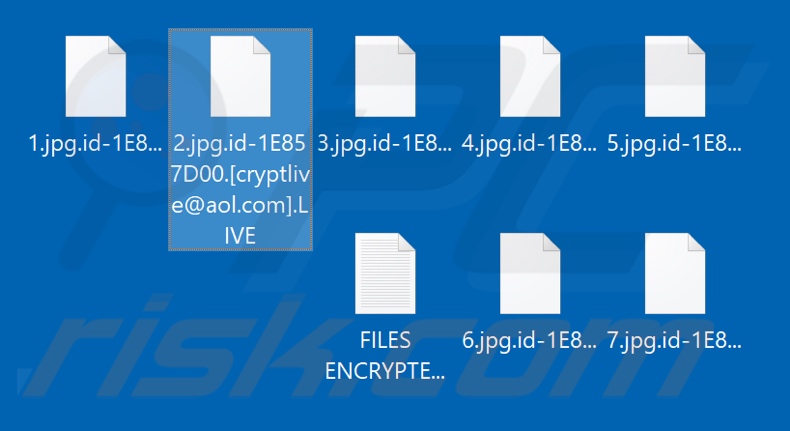 Files encrypted by LIVE ransomware (.LIVE extension)