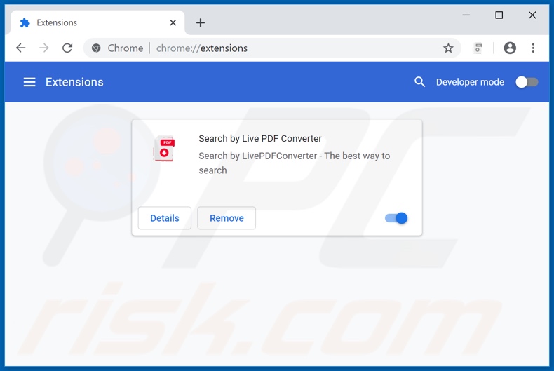 Removing feed.livepdfconverter.com related Google Chrome extensions