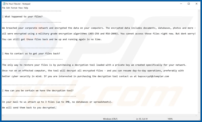 Snake decrypt instructions (Fix-Your-Files.txt)