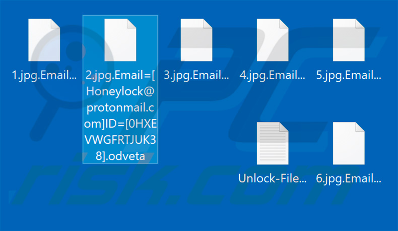 Files encrypted by the updated Odveta ransomware