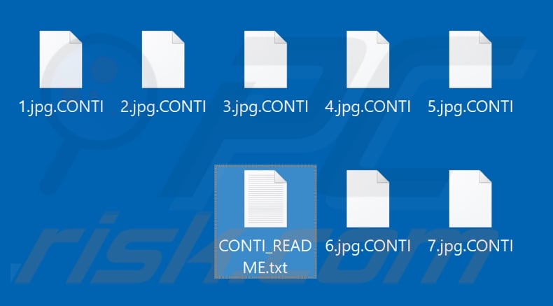 Pliki zaszyfrowane przez ransomware CONTI (rozszerzenie .CONTI)
