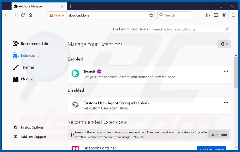 Removing feed.cranchit.com related Mozilla Firefox extensions