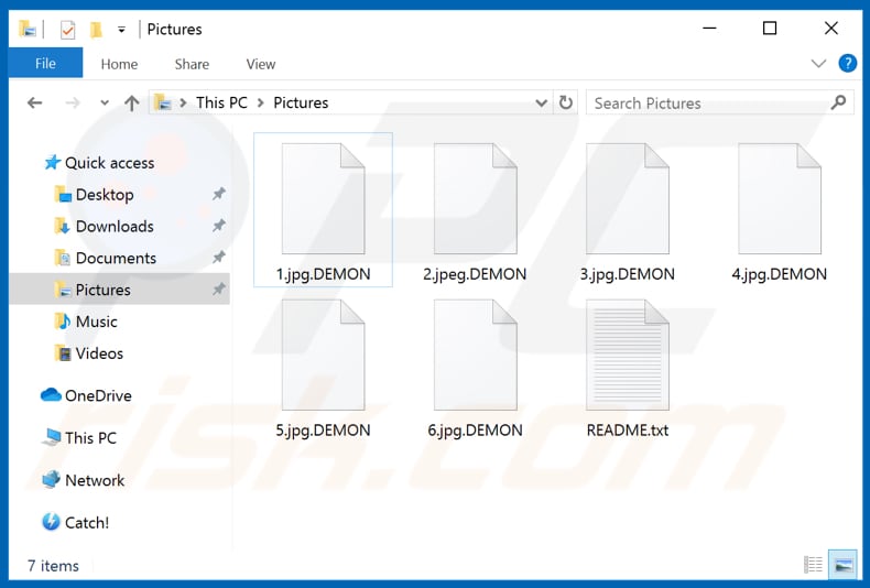 Pliki zaszyfrowane przez ransomware DEMON (rozszerzenie .DEMON)
