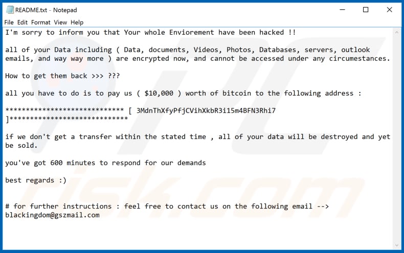 Plik tekstowy ransomware DEMON (README.txt)