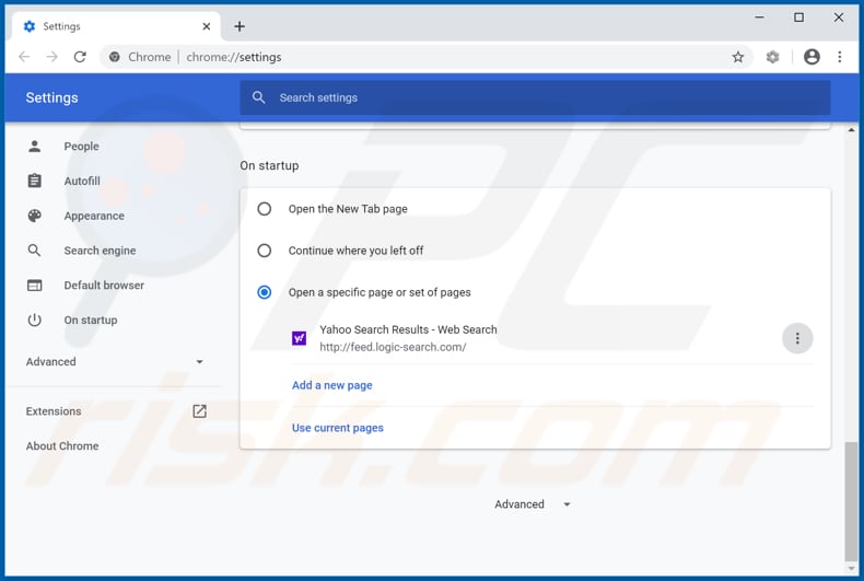 Removing feed.logic-search.com from Google Chrome homepage