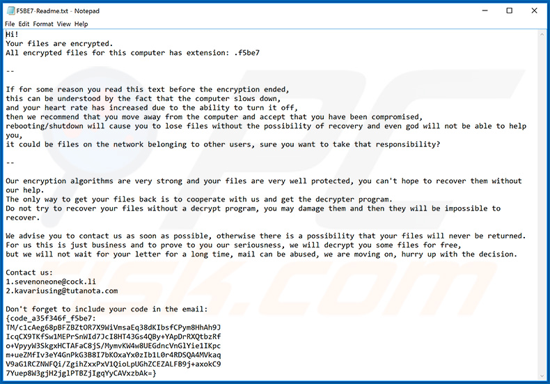 Updated Mailto (NetWalker) ransomware ransom note