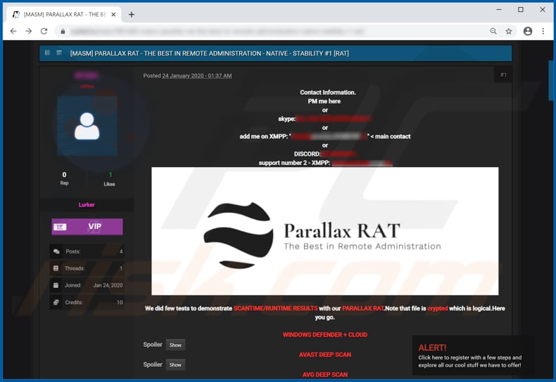 parallax for sale on hacker forum