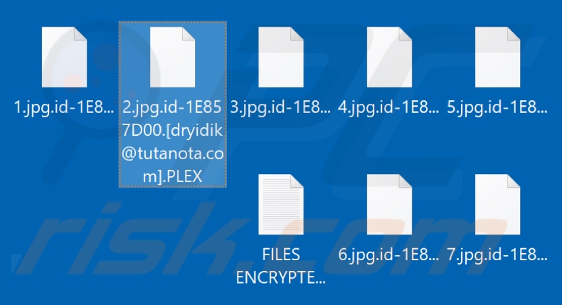 Files encrypted by PLEX ransomware (.PLEX extension)
