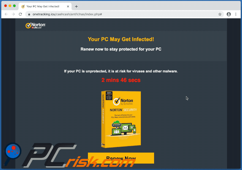 Oszustwo Your PC May Get Damaged! Norton (GIF)