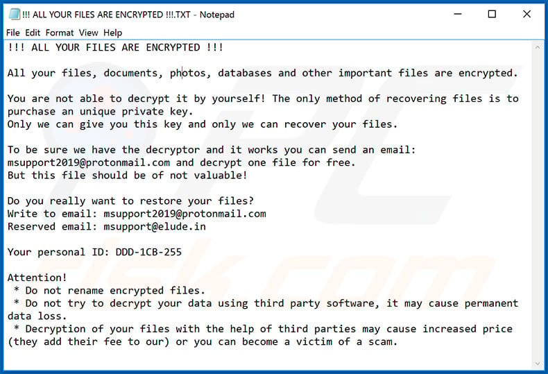 Zaktualizowana notatka z żądaniem okupu ransomware ZEPPELIN