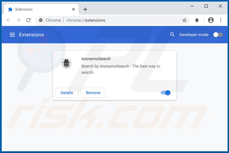Removing feed.anonymosearch.com related Google Chrome extensions