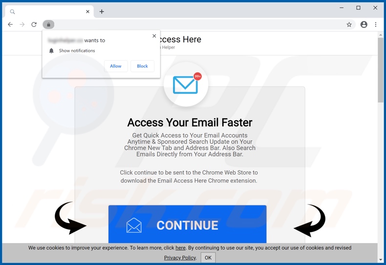 Website used to promote Email Access Here browser hijacker